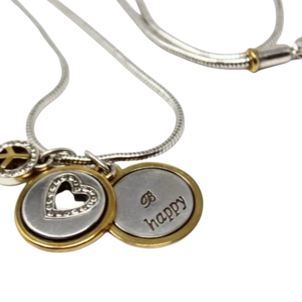 Brighton B Happy Two Tone Peace Heart Pendant Necklace 1843 - Picture 7 of 9